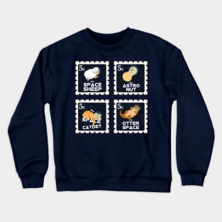 Space Animals Stamp | Funny Gift Ideas | Postage Stamps Crewneck Sweatshirt